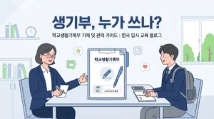 생기부 영역별 기재 주체를 정리한 안내 이미지 — 교사와 학생의 역할 구분